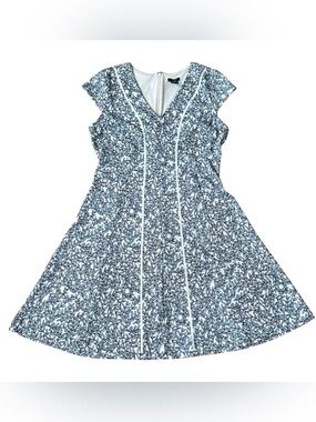 Ann Taylor Petite Blue & White Sleeveless Summer Dress Women Sz 8P Light Flowing